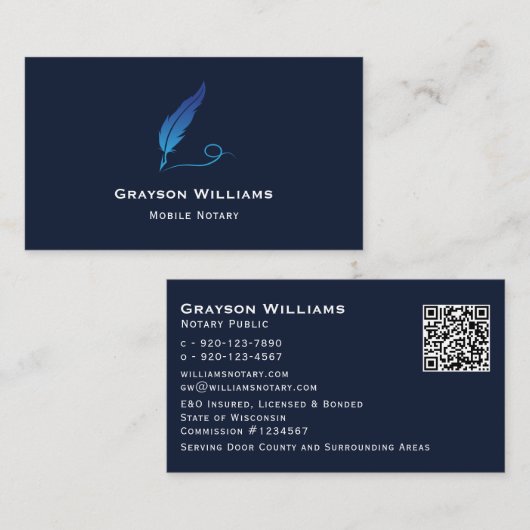 Mobiel Visitekaartje van de QR-code voor notaris (Voorkant / Achterkant)
