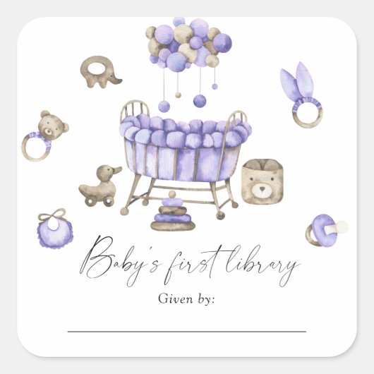 Mobiel voor de kinderkamer - Baby's eerste bibliot Vierkante Sticker (Voorkant)