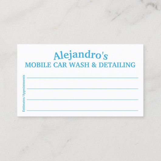 Mobiel wasprogramma voor auto's en details - Dring Visitekaartje (Achterkant)