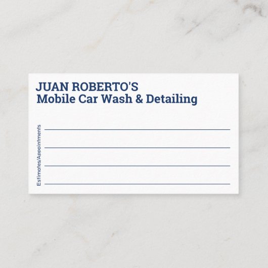 Mobiel wasprogramma voor auto's en details - Dring Visitekaartje (Achterkant)