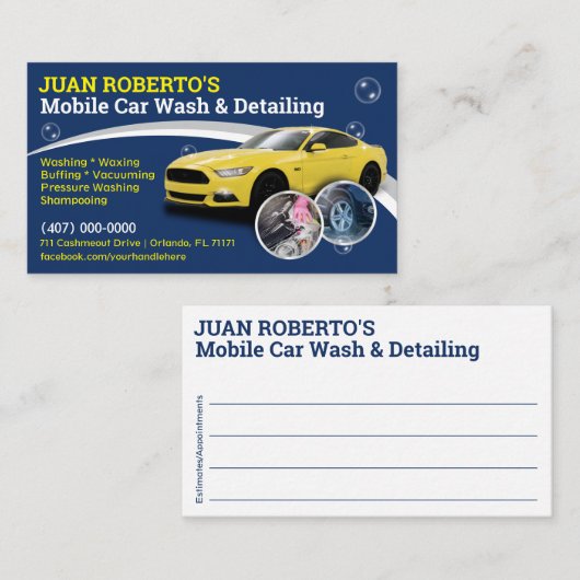 Mobiel wasprogramma voor auto's en details - Dring Visitekaartje (Voorkant / Achterkant)