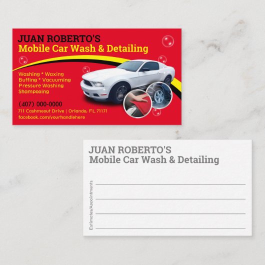 Mobiel wasprogramma voor auto's en details - Dring Visitekaartje (Voorkant / Achterkant)