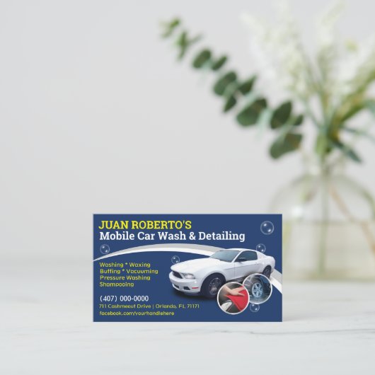 Mobiel wasprogramma voor auto's en details - Dring Visitekaartje (Staand voorkant)