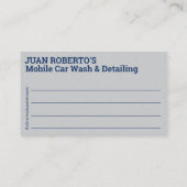 Mobiel wasprogramma voor auto's en details - Dring Visitekaartje (Achterkant)