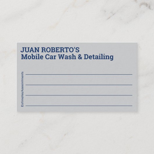 Mobiel wasprogramma voor auto's en details - Dring Visitekaartje (Achterkant)