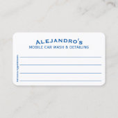 Mobiel wasprogramma voor auto's en details - Dring Visitekaartje (Achterkant)