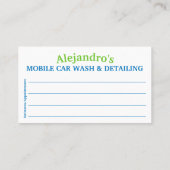 Mobiel wasprogramma voor auto's en details - Dring Visitekaartje (Achterkant)