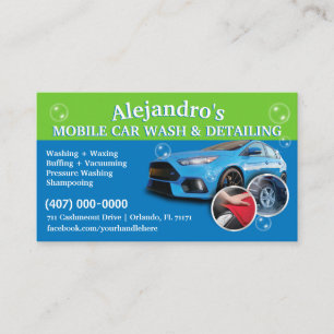 Mobiel wasprogramma voor auto's en details - Dring Visitekaartje