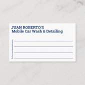 Mobiel wasprogramma voor auto's en details - Dring Visitekaartje (Achterkant)