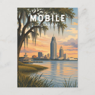 Mobiele Alabama Illustratie Reis Kunst Vintage Briefkaart