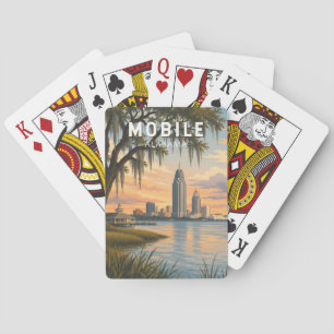 Mobiele Alabama Illustratie Reis Kunst Vintage Pokerkaarten