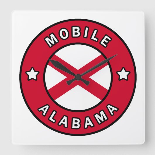 Mobiele Alabama Vierkante Klok (Voorkant)