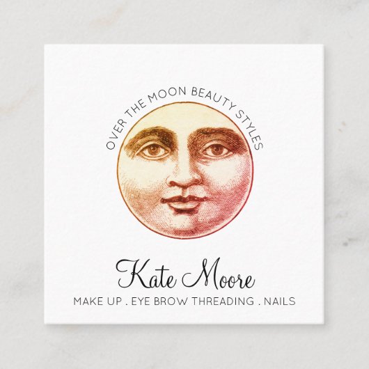 Mobiele artiest over de maan vierkante visitekaartje (Voorkant)
