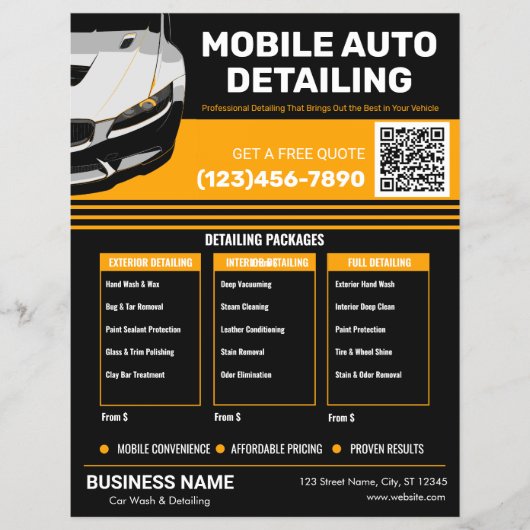 Mobiele Auto Detailing Professionele Autowas Flyer (Voorkant)