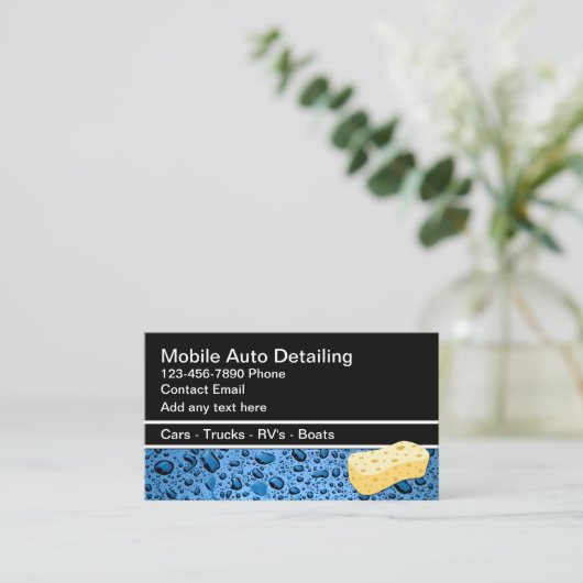 Mobiele Auto Detailing Water Drops Visitekaartjes (Staand voorkant)