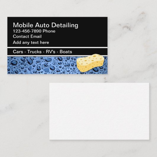 Mobiele Auto Detailing Water Drops Visitekaartjes (Voorkant / Achterkant)