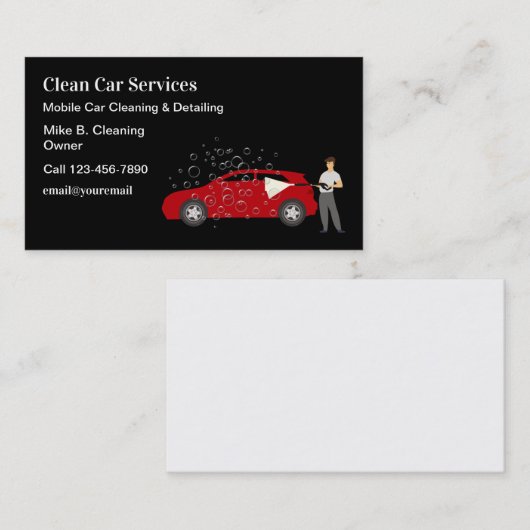 Mobiele auto detaillering en reiniging visitekaartje (Voorkant / Achterkant)