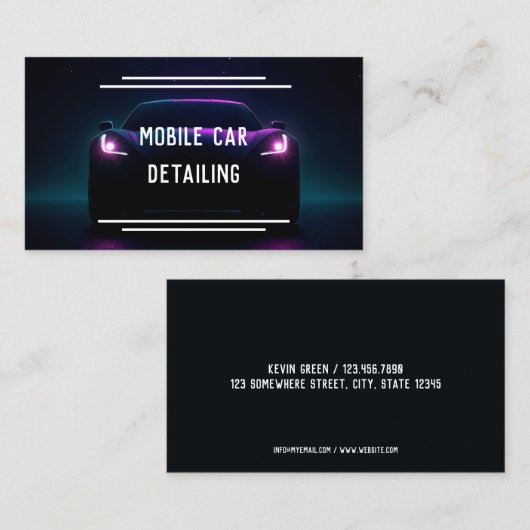 Mobiele auto details visitekaartje (Voorkant / Achterkant)