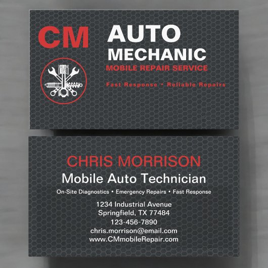 Mobiele Auto Mechanic Auto Reparatie Services Visitekaartje