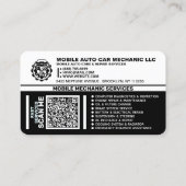 MOBIELE AUTO MONTEUR REPARATIE SERVICE VISITEKAARTJE (Achterkant)