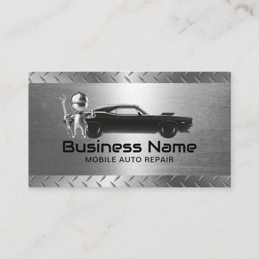 Mobiele Auto Reparatie Moderne Metaal Automobielau Visitekaartje (Voorkant)