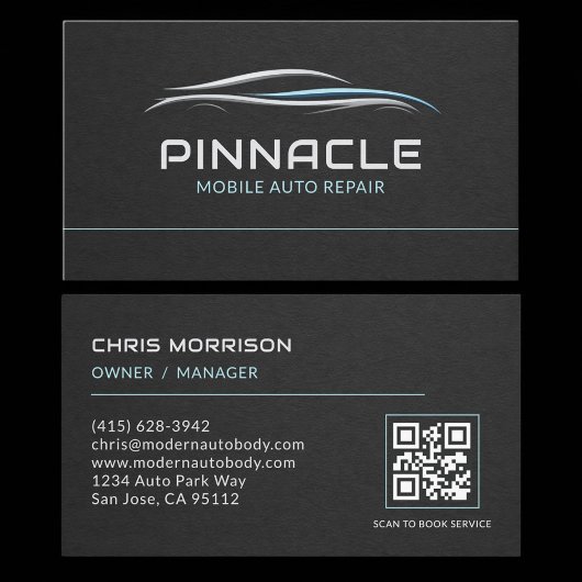 Mobiele Auto Reparatie QR Code Professioneel Visitekaartje