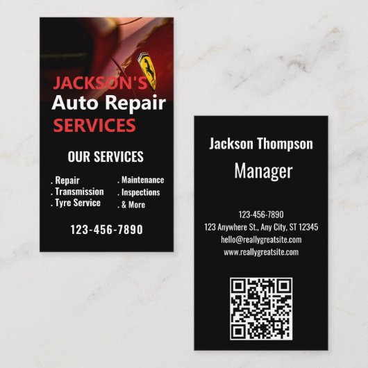 Mobiele Auto Wash Detailing Druk Auto Reparatie Visitekaartje (Voorkant / Achterkant)