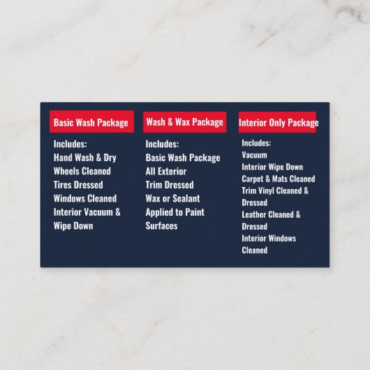 Mobiele auto wassen detail druk wassen blauw visitekaartje (Achterkant)