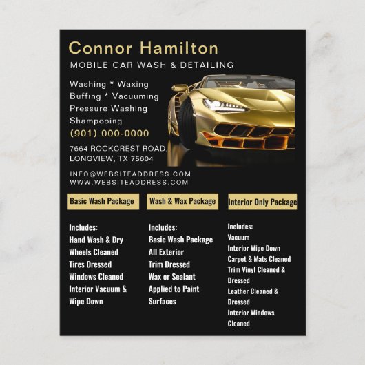 Mobiele auto wassen detaillering druk wassen flyer (Voorkant)