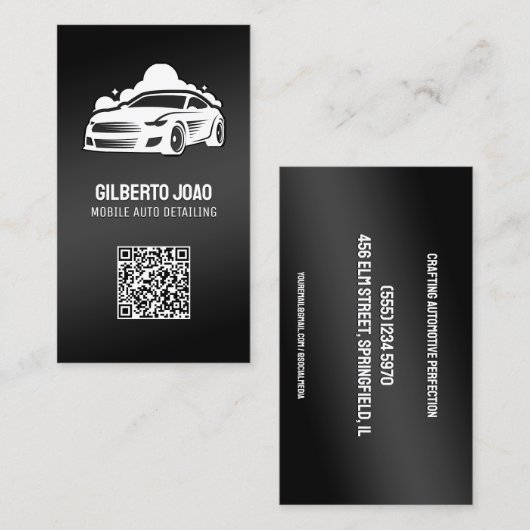 Mobiele Autodeetailer Aangepaste QR Visitekaartje (Voorkant / Achterkant)