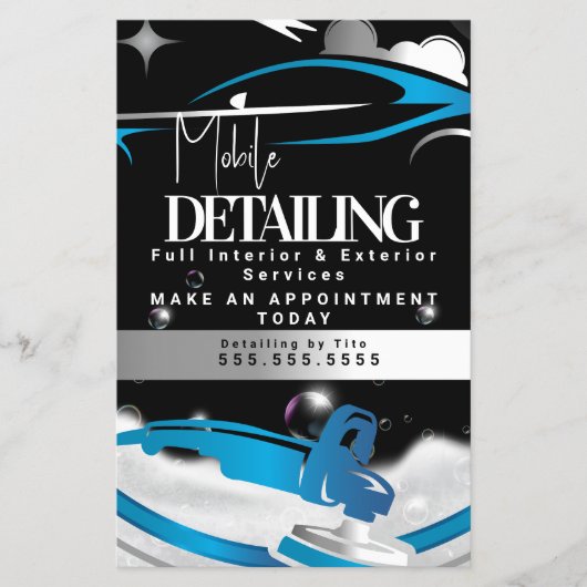 Mobiele Autodetailing Logo Blauw Flyer (Voorkant)