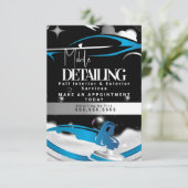 Mobiele Autodetailing Logo Blauw Kaart (Staand voorkant)