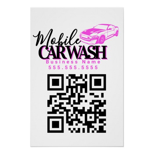 Mobiele Autowas Autodetailing Zakelijke QR-code Perfect Poster (Voorkant)