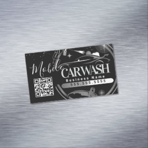 Mobiele Autowas Detail - Zakelijk Logo QR Code B Magnetisch Visitekaartje