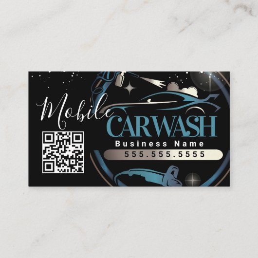 Mobiele Autowas Detail - Zakelijk Logo QR Code Visitekaartje (Voorkant)