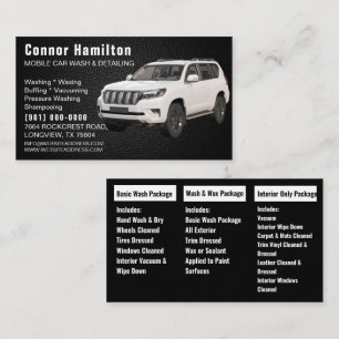 Mobiele Autowas & Detailhandel Druk zwart leer Visitekaartje