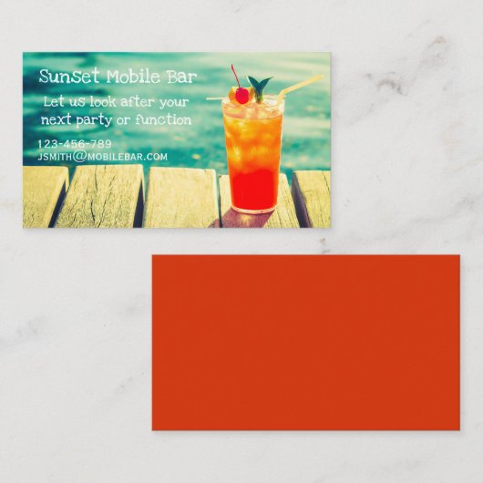 Mobiele bar of barman visitekaartje (Voorkant / Achterkant)