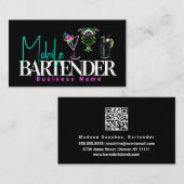 Mobiele Barman Club Bar Neon Dranken Visitekaartje (Voorkant / Achterkant)