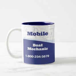 Mobiele bootmonteur marine reparatie tweekleurige koffiemok
