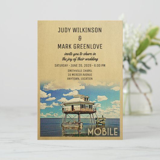 Mobiele bruiloft Uitnodiging Alabama (Staand voorkant)