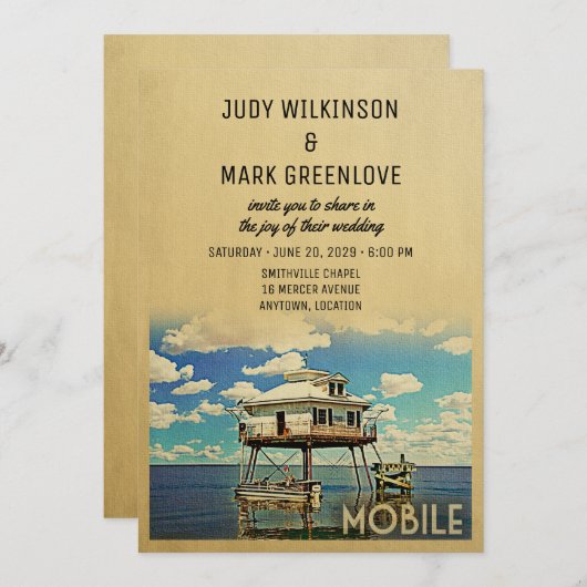 Mobiele bruiloft Uitnodiging Alabama (Voorkant / Achterkant)