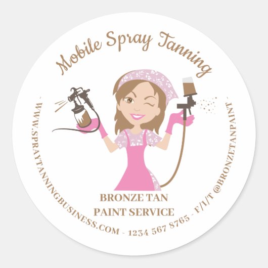 Mobiele Bruinspray Body Paint Lady Boss Ronde Sticker (Voorkant)