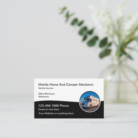 Mobiele Camper RV-reparatie monteur Visitekaartje (Staand voorkant)