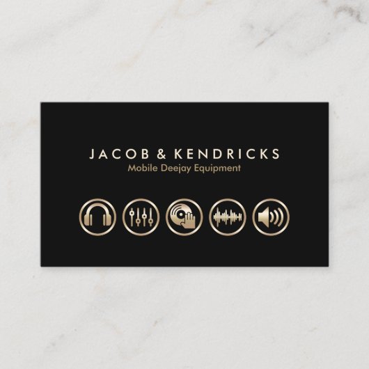 Mobiele Deejay apparatuur Gouden pictogrammen Busi Visitekaartje (Voorkant)