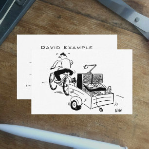 Mobiele Disco met leuk cartoon van DJ op een fiets Visitekaartje