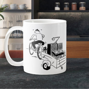 Mobiele DJ Cartoon Koffie Grote Koffiekop