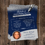 Mobiele geluiddemper Glitter Navy Blue Foto Flyer<br><div class="desc">Mobiele reclamebrochures voor de marine Blue en Silver Glitter.</div>