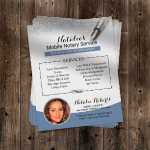 Mobiele geluidservice Silver Glitter Blue Photo Flyer