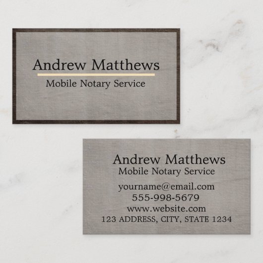 Mobiele geluidshinder — elegant bruine linnen visitekaartje (Voorkant / Achterkant)