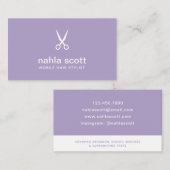 Mobiele haarstaartschaar Moderne Paarse schaar Visitekaartje (Voorkant / Achterkant)